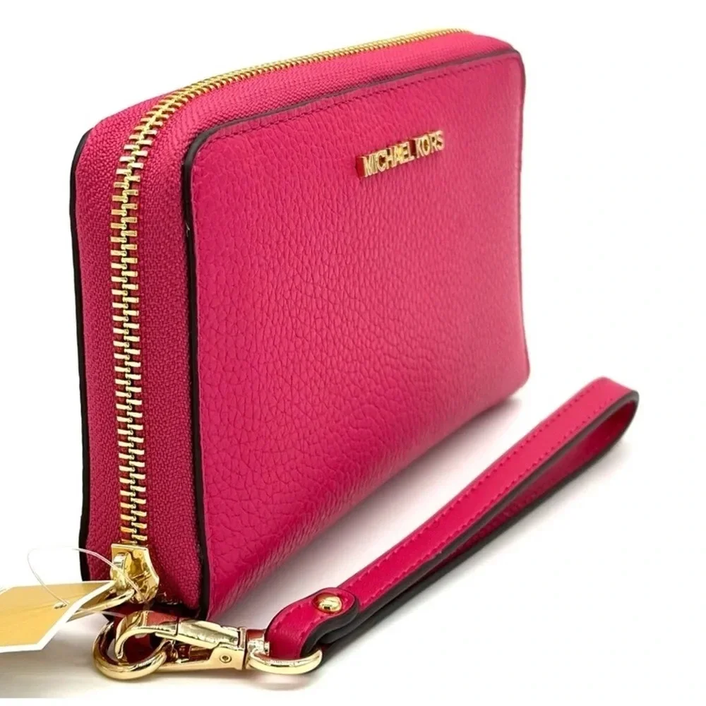 Michael Kors JST LG Flat MF Phone Case Wallet Electric Pink (NWT) - Picture 4 of 7